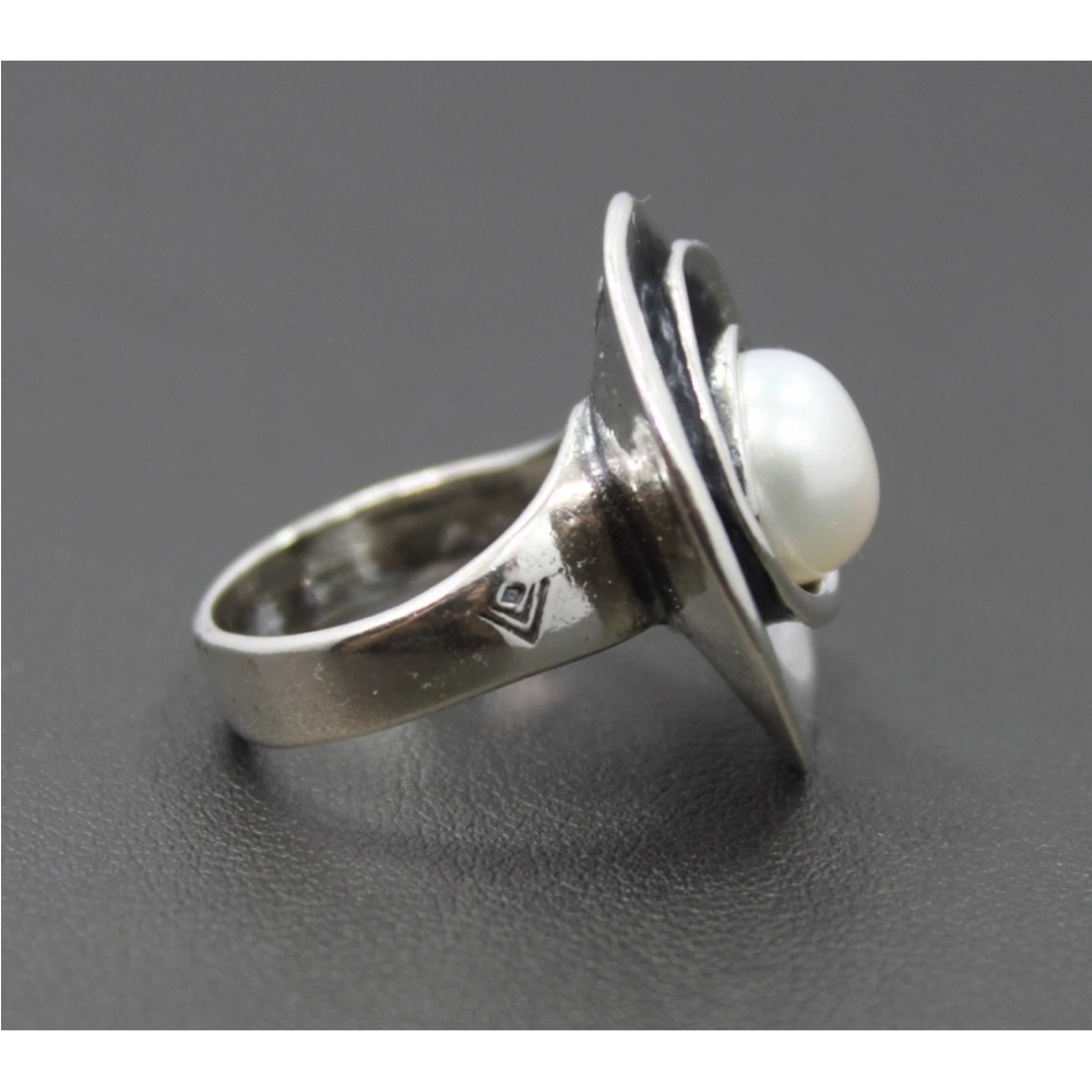 Silpada Vintage Sterling Silver Classic "Lily Rose" White Pearl Ring Sz 7 - Picture 4 of 8